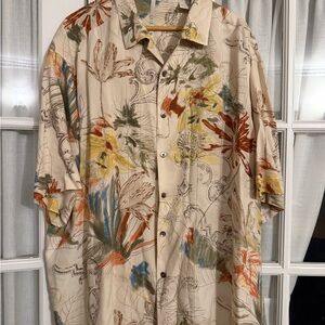 Axis men’s 2xl Vintage Floral Button-Up silk Shirt
